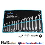 15 Pcs Trade Grade Ratchet Flex Head Gear Spanner Set CR-V Metric 6-22mm