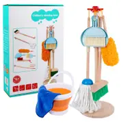 Catzon Kids Cleaning Set 5 Piece Wooden Detachable Housekeeping Clean Toys Gift for Girls Boys-Upgrade