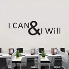Gym Wall Decor Motivational Vinyl Art Quote I CAN & I Will 25"x7" Fitness Sports