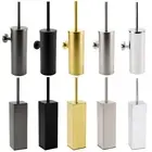 Square/Round Wall Free Standing Toilet Brush Holder Set Black/Chrome/Gold/Grey