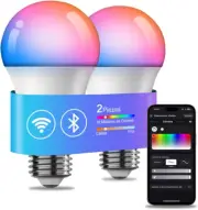 Smart Light Bulbs 2Pack, Compatible with Alexa Google Home, Wifi & Bluetooth Col