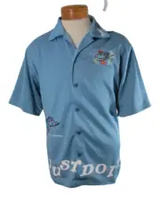 NWT Nike Just Do It Mens Button Front Casual Shirt Top M Blue RARE MSRP$100