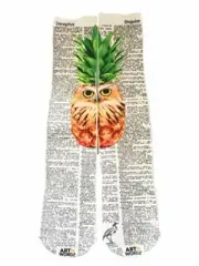 Art N Wordz Apparel Pineowlple Pineapple Owl Dictionary Pop Art Unisex Socks