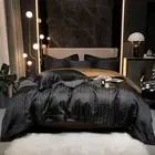 Sheer Silky Black Magnificent Geometry Bedding Set, Full, Queen, King