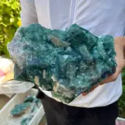 12.6lb Large Natural Green cube FLUORITE Quartz Crystal Cluster Mineral Specimen