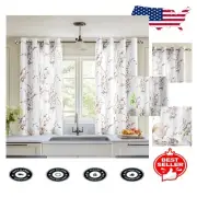 Short Floral Curtains, Soft Fabric, Light Privacy - Elegant Window Drapes 52x54