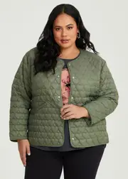[Virtuelle] Taking Shape Quilted Heart Puffer Jacket Size 16 in Sage - Plus Size Women's Coats & Jackets Sage