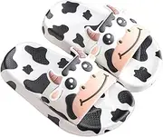 [Aoakva] Cute Cartoon Cow Slippers Kawaii Clogs Mules for for Kid Women Men Summer Shower Slippers Non-Slip Family Matching Outfit