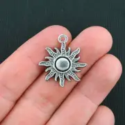 BULK 40 Sun Charms Antique Silver Tone Large with Beautiful Detail - SC1846