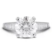 3 3/4ct F SI2 Round Natural Certified Diamonds 18k Vintage Style Accent Ring