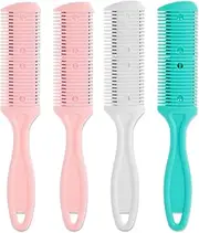 Glamlily 4 Pack Hair Thinning Comb Set, Razor Combs for Women (Assorted Colors, 7.1x1.2 inches) - Split Ends Hair Trimmer