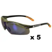Maxisafe Kansas Safety Glasses AS/NZS1337 Anti Scratch Fog Coat Blue Mirror x 5