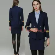 Women's Pilot Uniform Flight Captain Blazer Coat Formal Flight Attendant Costume