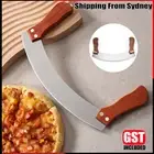 Kitchen Pizza Cutter Rocker Blade Slicer Herb Chopper Vegetable Baking Tool