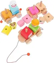 1Set Wooden Train Section Farm Animals Train Plaything with Design Present for Compact for