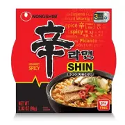 (12 Pack) NONGSHIM Gourmet Spicy Shin Ramen Instant Bowl Noodle Soup No MSG, 86g