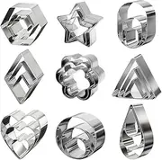 Metal Cookie Cutters Set,27Pcs 9 Shapes Stainless Steel Cutter Tools Molds,Stainless Steel Biscuit Pastry Cutters,Polymer Clay Cutters,Mini Cookie Cutters Shapes Baking Set Star cookie Biscuit Cutters