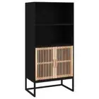Wooden Storage Cabinet Sideboard Buffet Shelf Rack Highboard Black 60x35x125cm