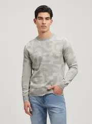 GUESS Eco Grey Denny Logo Knit Jumper Size: 2XL, Cotton