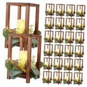 Set Wooden Wedding Lantern Centerpiece, Lantern Candle Holder for Farmhouse 24