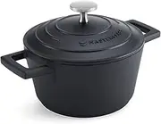 MasterClass Casserole Dish with Lid 16 cm, Lightweight Cast Aluminium, Induction Hob and Oven Safe, Black
