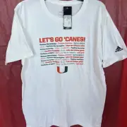 NEW Men's Large ADIDAS T-Shirt University of Miami Hurricanes "U" Let's Go Canes