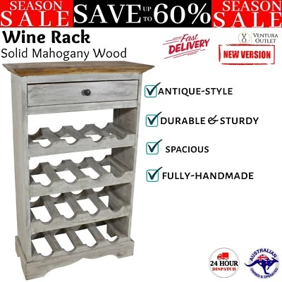 Solid Mahogany Wood Wine Rack 55x23x85cm Bottle Organiser Holder Storage vidaXL