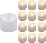 Actpe Tealight Candles with Flickering Flame, 12pcs LED Tea Lights Wax Dripped Battery Operated Candle Unscented Small Led Flameless Candles with Timer for Home Decor Xmas Wedding, Warm White