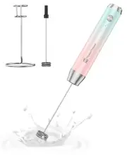 Rechargeable Milk Frother with Stand, Handheld Electric Foam Maker Waterproof...