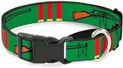 Buckle-Down Shotgun & Shells Green Martingale Dog Collar, 1.5" Wide-Fits 16-23" Neck-Medium