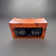 Rae Dunn Halloween Salt & Pepper Shakers Ceramic Cauldron Black White EEK & BOO!