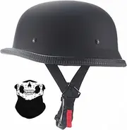 Motorcycle Helmet,Adult Handmade Personality Vintage Half Helmet ECE/DOT Approved, German Style Half Helmet Motorcycle Cruiser Scooter Cool Helmet for Men and Women A,XL=59-60CM