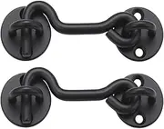 Raswik 4" Privacy Hook and Eye Latch Black-2 Pack