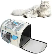 Pet Carrier, 51x30x34cm Breathable Mesh Backpack for Small Medium Cat, Dog, Puppy, Portable Animal Carrier for Travel Outdoor, Pet Accessories (White and Blue)