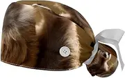 [YTYVAGT] 2-Pc,Gourd-Shaped Working Cap,Fisherman Hat with Buttons and Cotton Sweatband,Brown Animal Abstract Pattern