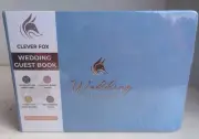 CLEVER FOX WEDDING GUEST BOOK - LARGE FORMAT 10"X7"- NEW WITH TAGS -Blue