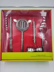 4 Piece Hammered Stainless Silver Barware Set Utensils Bar Tools Target Brand