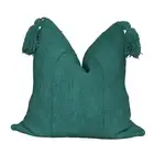 Authentic Teal Tassel Mud Cloth Throw Pillow Cover-Mudcloth Cushion-Bogolan Case