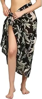 [Arayna] Women's Long Sarong Beach Wrap Cover Up Pure Cotton Printed Swimsuit Bikini Pareo Swimwear Dress - Free Size