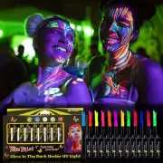 Neon Face Paint Long-Lasting Glow-in-The-Dark Face Paint Sticks UV Black