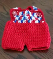 Cabbage Patch Kid Crochet Doll Bib Shorts - Handmade - Fits 15" CPK - Patriotic
