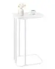 C Shaped End Table, 27 Inches High Small Side Table for Sofa and 1 Snow White