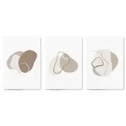 Set of 3 Grey Abstract Shape Wall Art