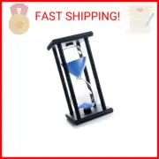Hourglass 60 Minutes Blue Sand Timer, Black Wooden Frame Sand Clock
