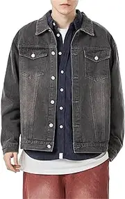 [Generic] Men's Trucker Coat Denim Jackets Male Long Sleeve Jeans Jacket Big and Tall Denim Jackets for Men