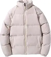 [JEShifangjiusu] Mens Puffer Lightweight Down Coat Zipper Windbreaker Outerwear Warm Winter Jacket, Khaki, M