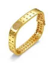 Rachel Glauber 14K Plated CZ Square Bangle Bracelet
