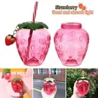 Coffee Strawberry Straw Cup Drinking Water Bottle Cartoon Drinkware With Lid