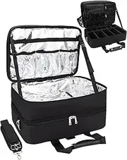 Relavel Hairdressing Bag, Large Makeup Bag for Hairdresser, Heat-Insulating Aluminium Foil Professional Hairdressing Case, Cosmetic Bag for Hairdressing Accessories, Hair Tools Storage Box, black,