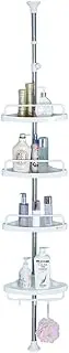 Baoyouni 4 Tier Bathroom Corner Shower Caddy Pole Rust Proof Tension Rod Storage Rack White